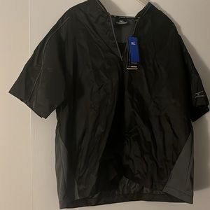 Mizuno Teamwear Size Large 1/4 Zip Black Short Sleeve Nylon Shirt Top TS0